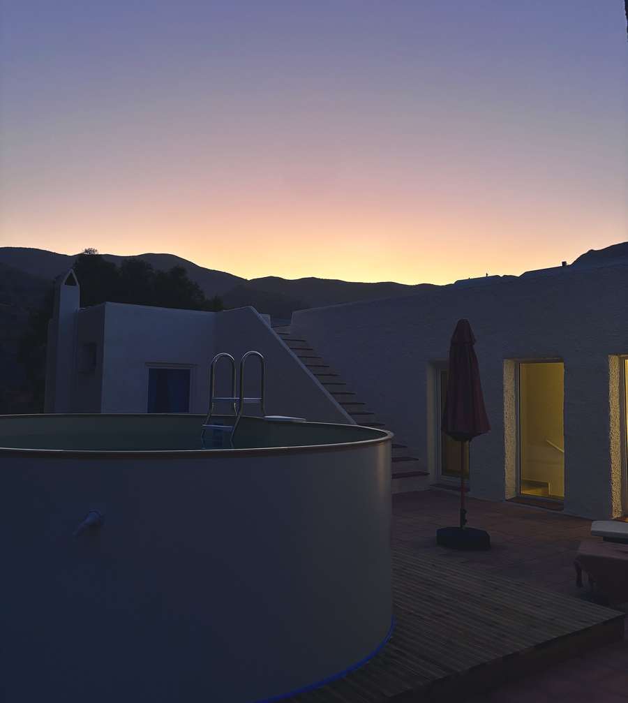 The pool at dusk